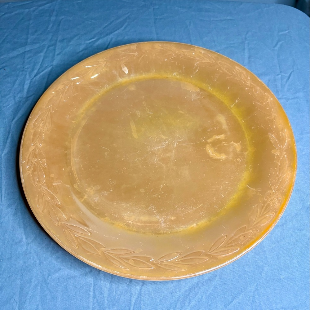 Vintage Fire King Peach Luster Laurel Leaf 10.5” Dinner Plate